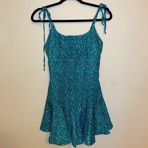 Teal floral romper